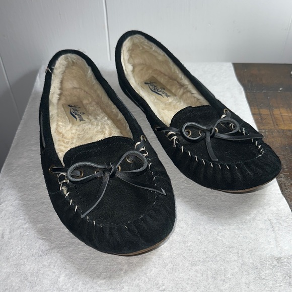 Lucky Brand Black Moccasin LP-Abrelle3. Size 9B, Front Leather Bow Clean. NonSm. - Picture 1 of 8